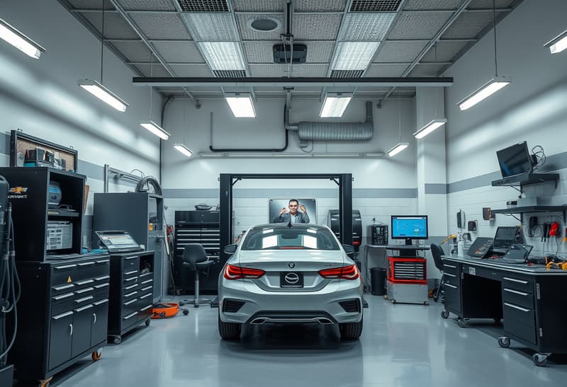 Professional auto repair service bay at Precision Auto Care in Columbus, OH