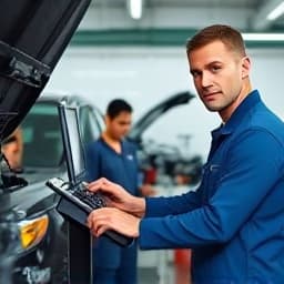 Master ASE certified technician Mike performing vehicle diagnostics