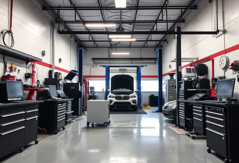 Professional auto repair service bay at Precision Auto Care in Worthington, OH